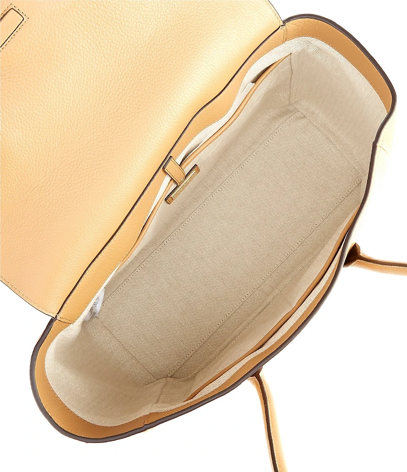 Lauren Ralph Lauren Tanner Large Pebbled Leather Padlock Satchel Bag