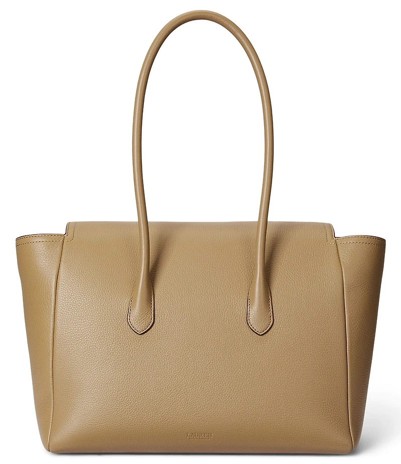 Lauren Ralph Lauren Tanner Large Pebbled Leather Padlock Satchel Bag