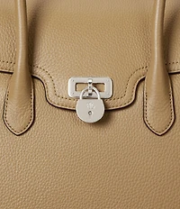 Lauren Ralph Lauren Tanner Large Pebbled Leather Padlock Satchel Bag