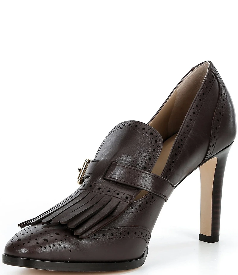 Lauren Ralph Lauren Perforated Calfskin Kiltie Pumps