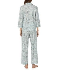 Lauren Ralph Lauren Petite Floral Print 3/4 Sleeve Notch Collar Ankle Pajama Set