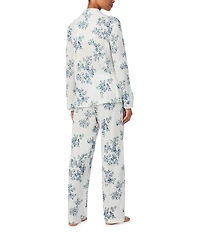 Lauren Ralph Lauren Petite Floral Print Long Sleeve Notch Collar Long Knit Pajama Set