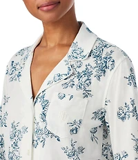 Lauren Ralph Lauren Petite Floral Print Long Sleeve Notch Collar Long Knit Pajama Set