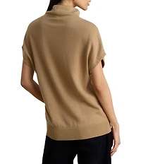 Lauren Ralph Lauren Petite Size Blended Knit Mock Neck Cap Sleeve Ribbed Hem Sweater