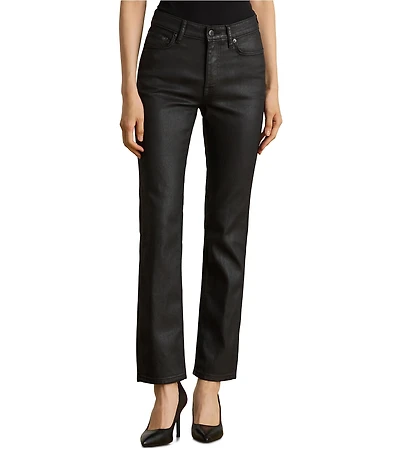 Lauren Ralph Lauren Petite Size Coated High-Rise Straight Ankle Jeans