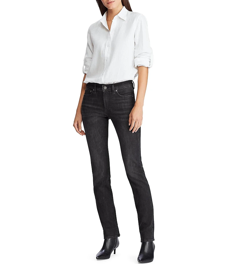 Lauren Ralph Lauren Petite Size Collared Long Sleeve Pleated Cuff Button Front Shirt