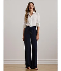 Lauren Ralph Lauren Petite Size Collared Long Sleeve Pleated Cuff Button Front Shirt