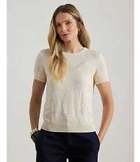 Lauren Ralph Lauren Petite Size Cotton-Blend Belting Motif Sweater