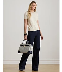 Lauren Ralph Lauren Petite Size Cotton-Blend Belting Motif Sweater