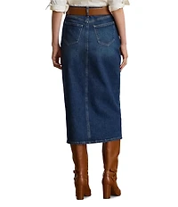 Lauren Ralph Lauren Petite Size Cotton Blend Denim Midi Pencil Skirt