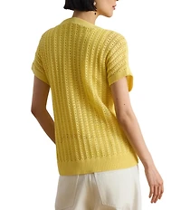 Lauren Ralph Lauren Petite Size Cotton-Blend Open-Knit Mesh Sweater
