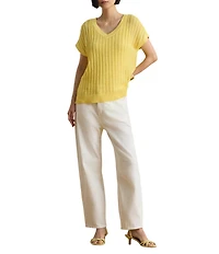 Lauren Ralph Lauren Petite Size Cotton-Blend Open-Knit Mesh Sweater