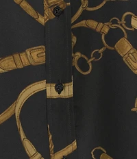 Lauren Ralph Lauren Petite Size Crepe De Chine Equestrian-Inspired Point Collar Long Sleeve Button Front Shirt