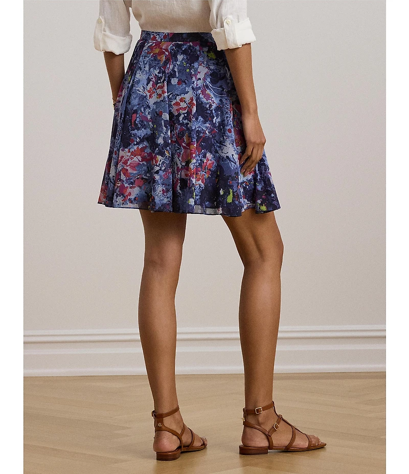 Lauren Ralph Lauren Petite Size Crinkle Georgette Printed Mini Skirt
