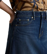 Lauren Ralph Lauren Petite Size Denim A-Line Midi Skirt