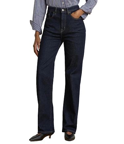 Lauren Ralph Lauren Petite Size Denim High Rise Straight Leg Full Length Jeans