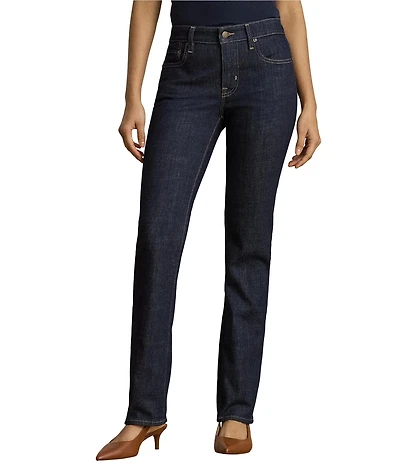 Lauren Ralph Lauren Petite Size Denim Mid Rise Straight Leg Full Length Jeans