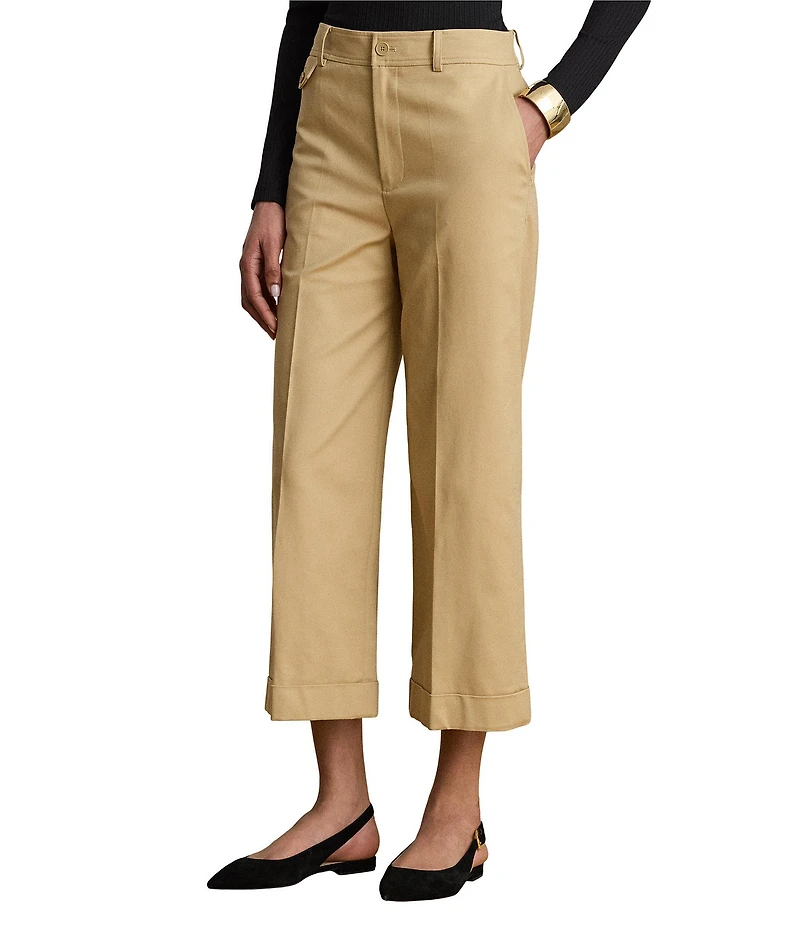 Lauren Ralph Lauren Petite Size Double-Faced Stretch Cotton Cropped Pants
