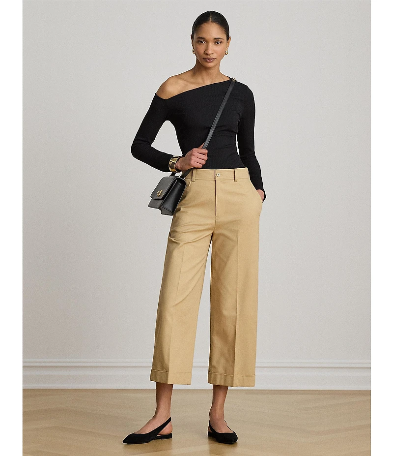 Lauren Ralph Lauren Petite Size Double-Faced Stretch Cotton Cropped Pants