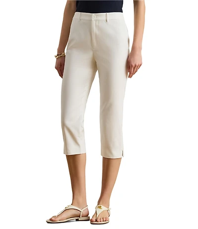 Lauren Ralph Lauren Petite Size Double-Faced Stretch Cotton Straight Leg Cropped Pants