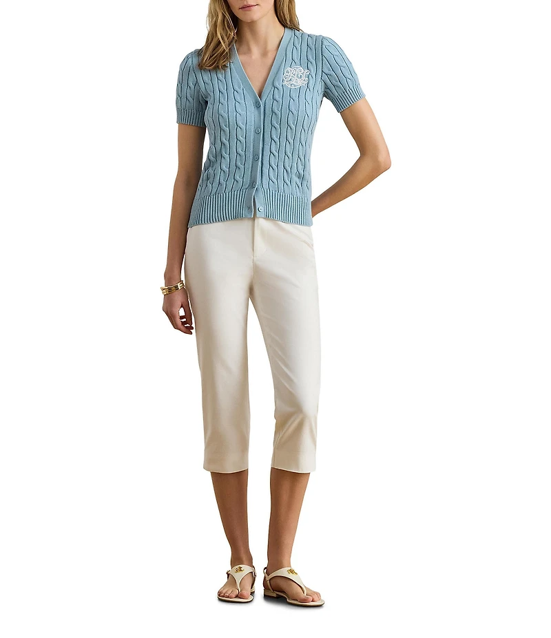 Lauren Ralph Lauren Petite Size Double-Faced Stretch Cotton Straight Leg Capri Pants