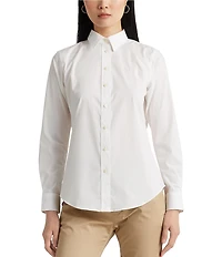 Lauren Ralph Lauren Petite Size Easy Care Point Collar Long Sleeve Shirt