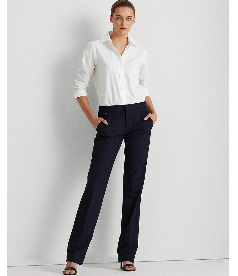 Lauren Ralph Lauren Petite Size Easy Care Point Collar Long Sleeve Shirt