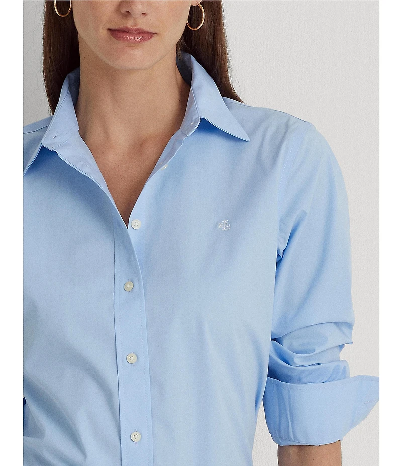 Lauren Ralph Lauren Petite Size Easy Care Point Collar Long Sleeve Shirt