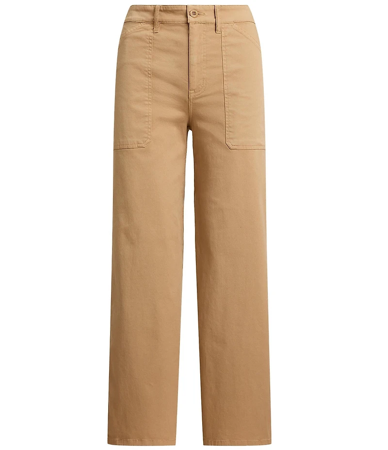 Lauren Ralph Lauren Petite Size High Rise Cotton Wide-Leg Cropped Pants