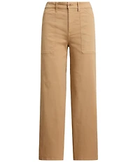 Lauren Ralph Lauren Petite Size High Rise Cotton Wide-Leg Cropped Pants