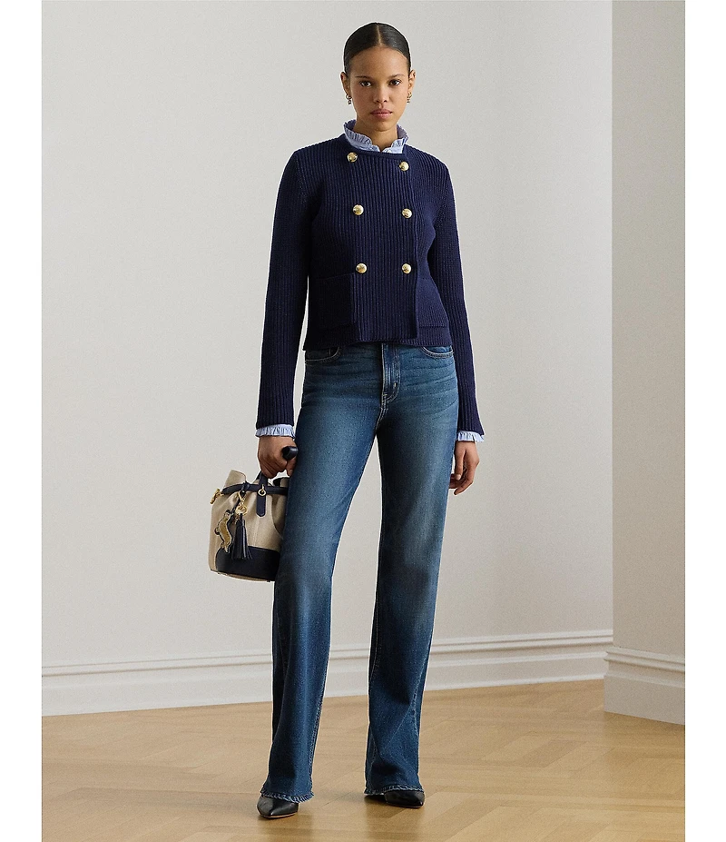 Lauren Ralph Lauren Petite Size High Rise Straight Wide Leg Jeans