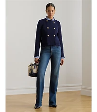 Lauren Ralph Lauren Petite Size High Rise Straight Wide Leg Jeans