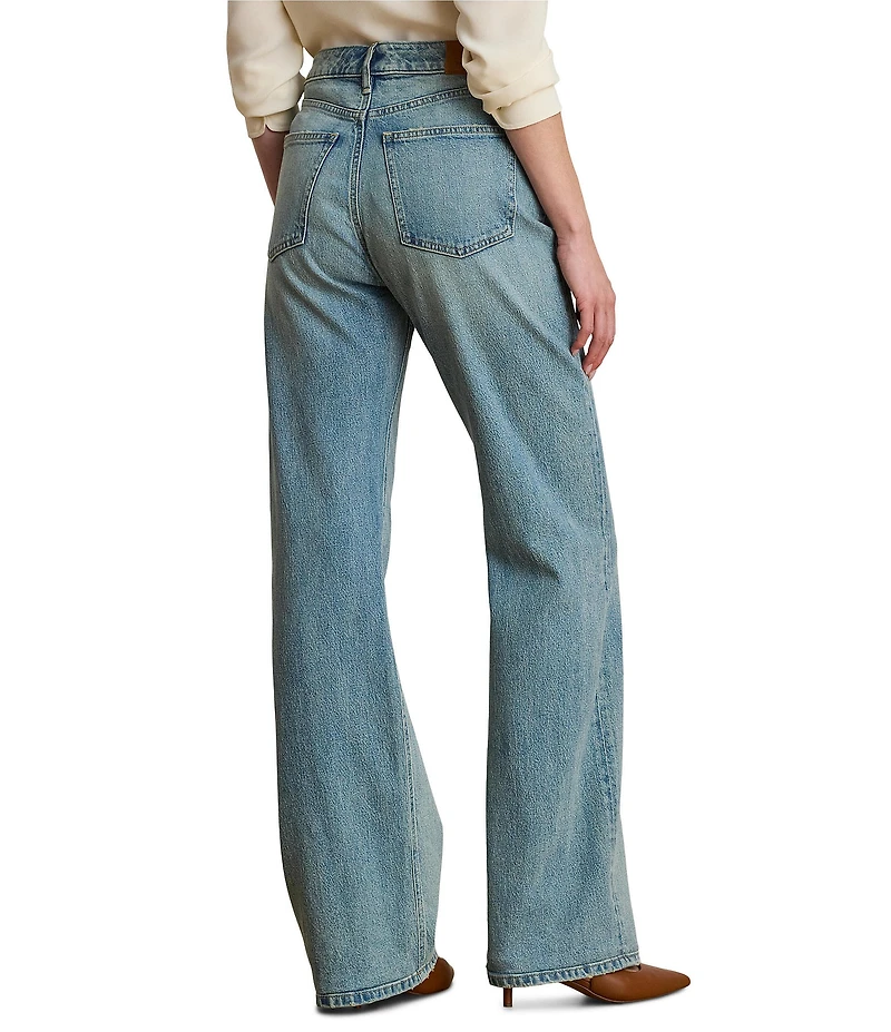 Lauren Ralph Lauren Petite Size High Rise Wide Leg Denim Jeans