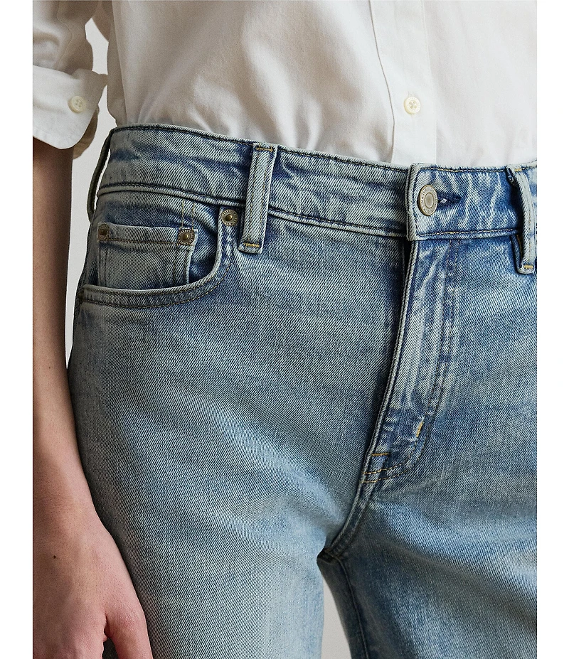 Lauren Ralph Lauren Petite Size High-Rise Wide-Leg Denim Twill Cropped Jeans