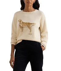 Lauren Ralph Lauren Petite Size Intarsia-Knit Golden Retriever Sweater