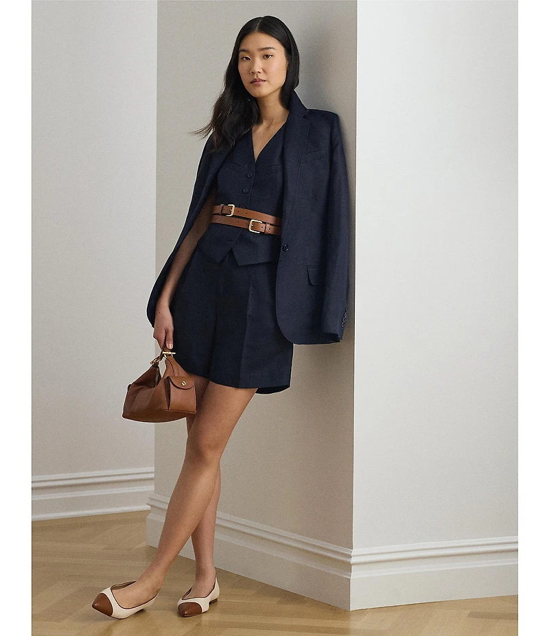 Lauren Ralph Lauren Petite Size Linen-Blend High-Rise Shorts