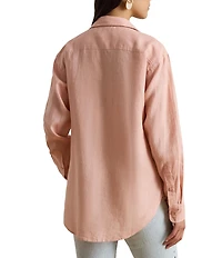Lauren Ralph Lauren Petite Size Linen Point Collar Long Sleeves Button-Front Shirt