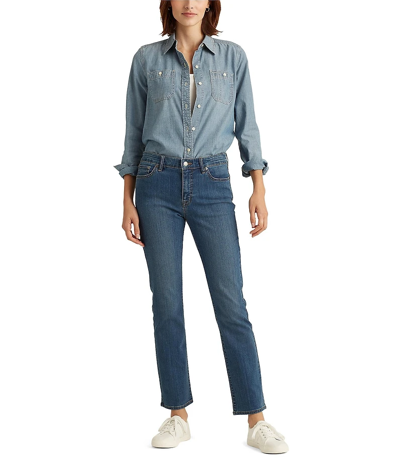Lauren Ralph Lauren Petite Size Mid Rise Straight Leg Jeans