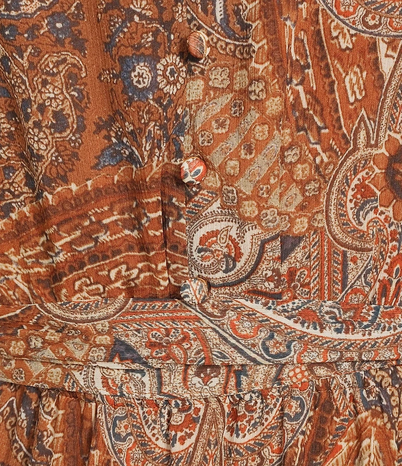 Lauren Ralph Lauren Petite Size Paisley Belted Georgette A-Line Dress