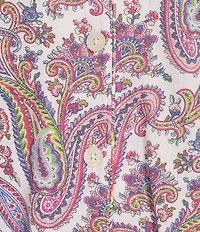 Lauren Ralph Lauren Petite Size Paisley Print Short Sleeve Notch Collar Knit Cropped Pajama Set