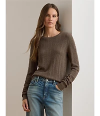 Lauren Ralph Lauren Petite Size Pointelle Knit Cotton-Blend Sweater