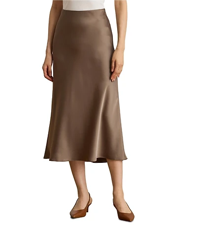 Lauren Ralph Lauren Petite Size Silky Satin Charmeuse Midi Skirt