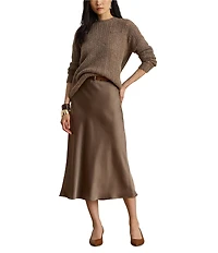 Lauren Ralph Lauren Petite Size Silky Satin Charmeuse Midi Skirt