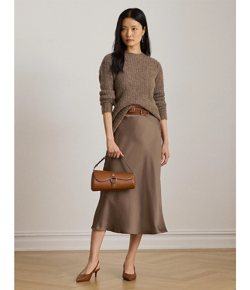 Lauren Ralph Lauren Petite Size Silky Satin Charmeuse Midi Skirt
