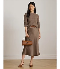 Lauren Ralph Lauren Petite Size Silky Satin Charmeuse Midi Skirt