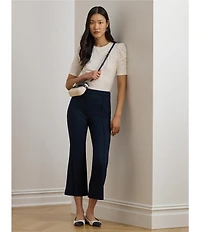 Lauren Ralph Lauren Petite Size Slub Jersey Knit Crew Neck Short Puff Sleeve Top