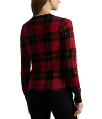 Lauren Ralph Lauren Petite Size Soft Cotton-Blend Festive Plaid Sweater