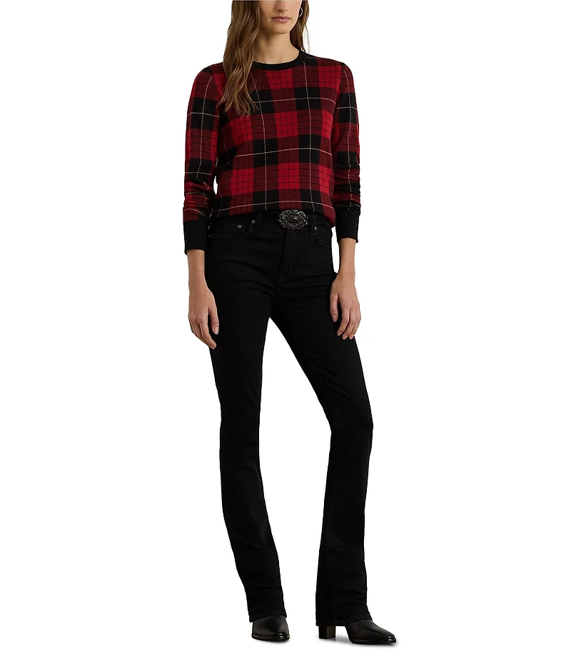Lauren Ralph Lauren Petite Size Soft Cotton-Blend Festive Plaid Sweater