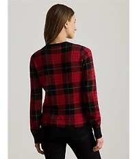 Lauren Ralph Lauren Petite Size Soft Cotton-Blend Festive Plaid Sweater