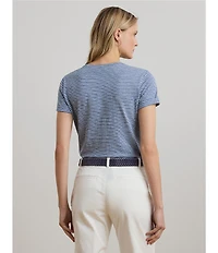 Lauren Ralph Lauren Petite Size Soft Slub Jersey Printed Crew Neck Short Sleeve Pocket Tee